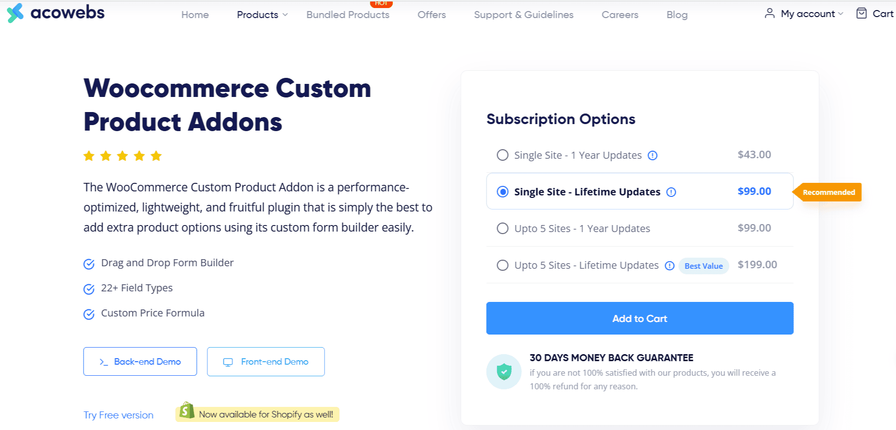 Woocommerce Custom Product Addons