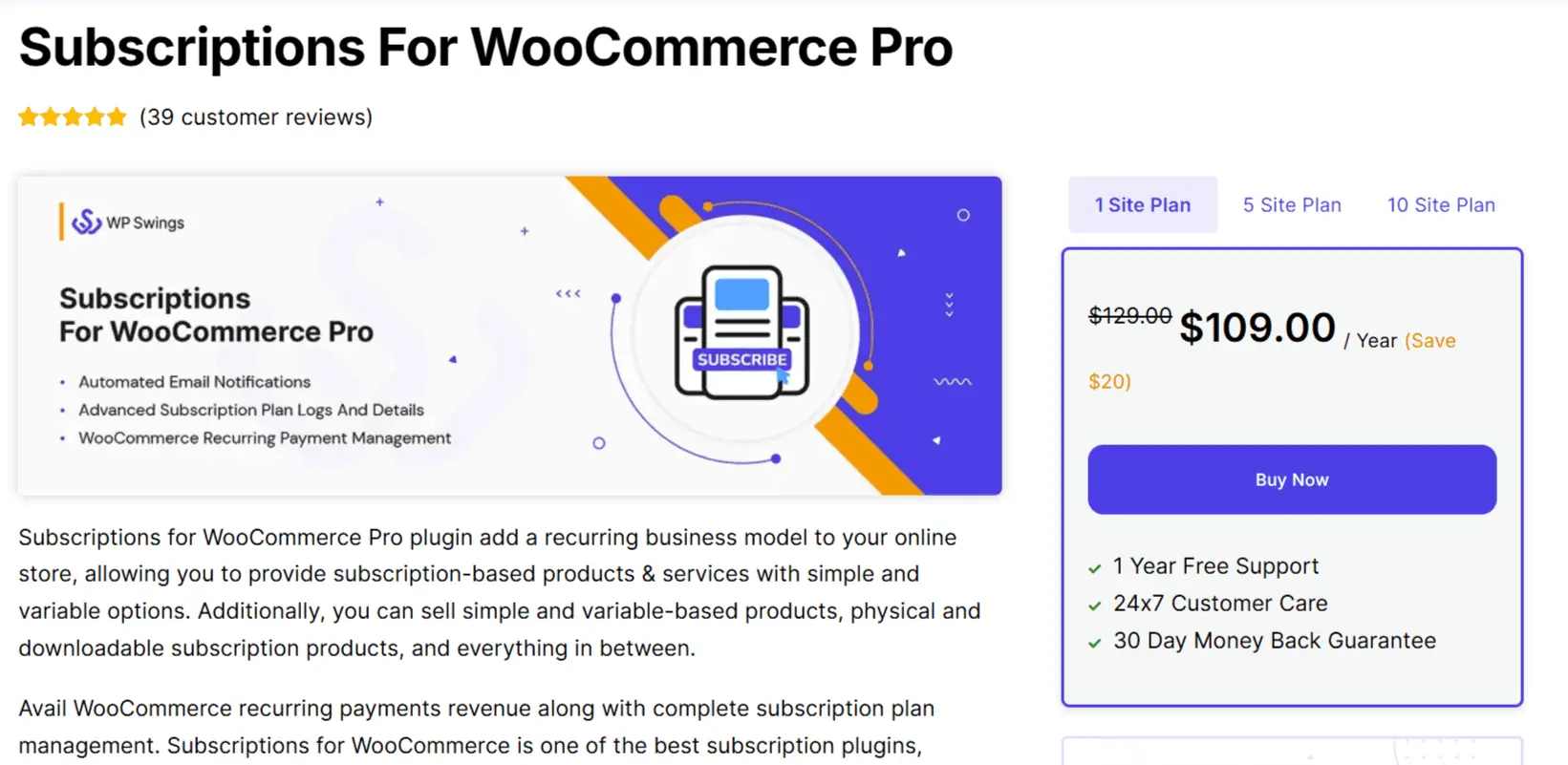 Subscriptions For WooCommerce Pro