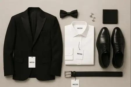 Luxury tuxedo flat lay