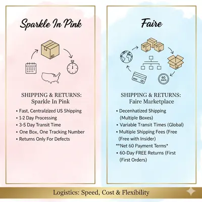 Sparkle In Pink vs Faire — Boutique Wholesale Comparison