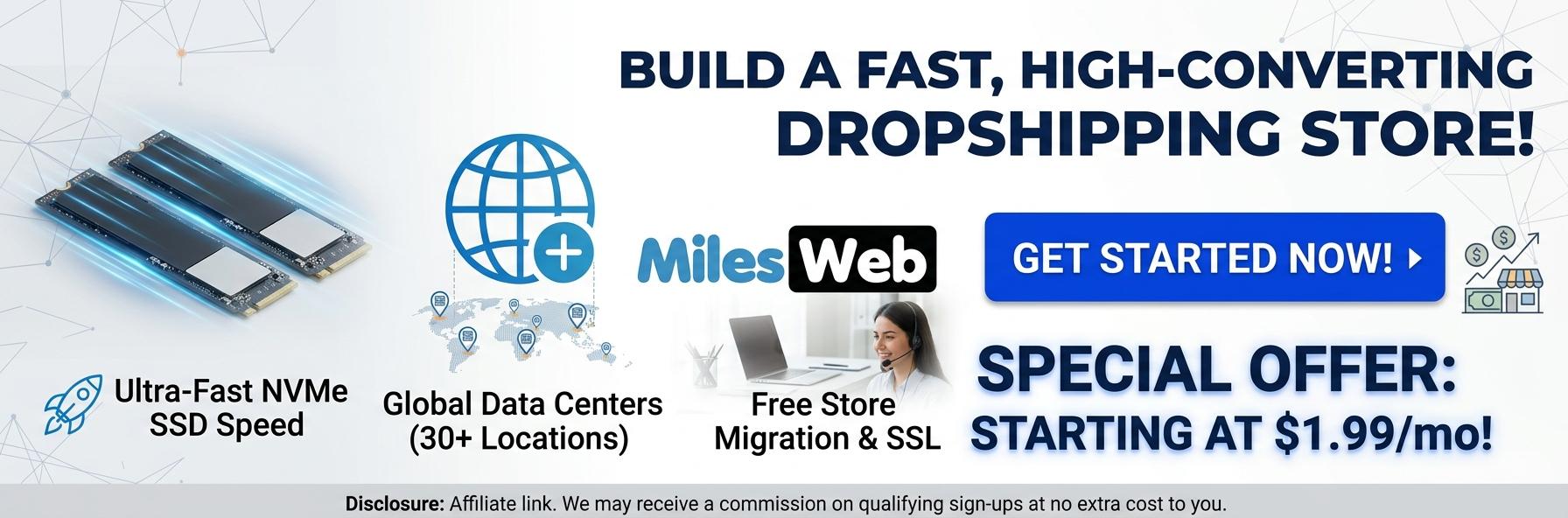 MilesWeb hosting offer for fast, high-converting dropshipping stores